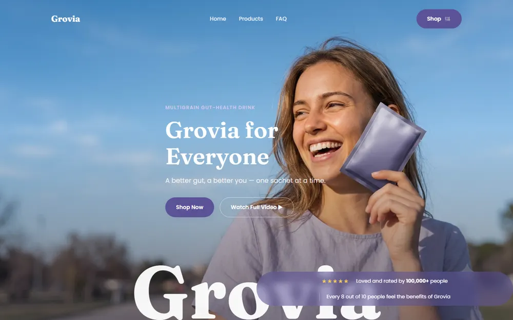 Grovia - live site screenshot