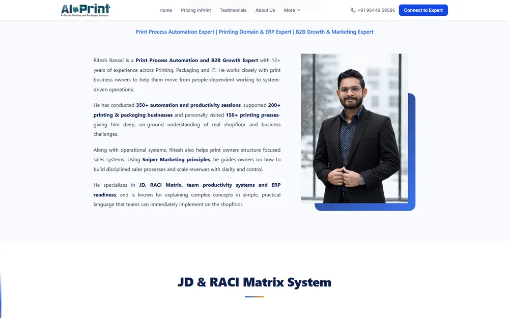 Ritesh Bansal - live site screenshot