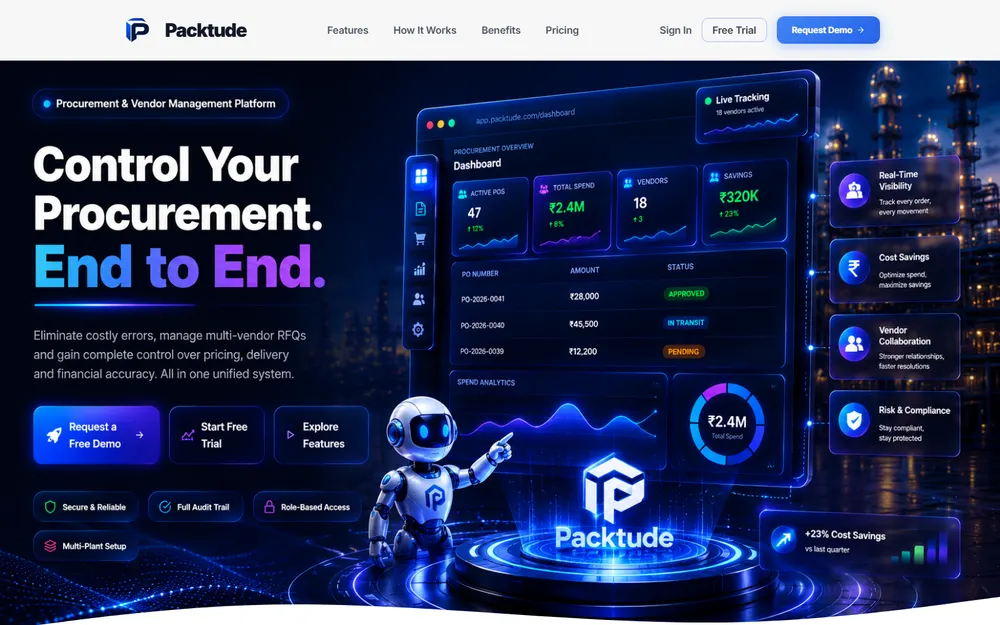 Packtude - live site screenshot
